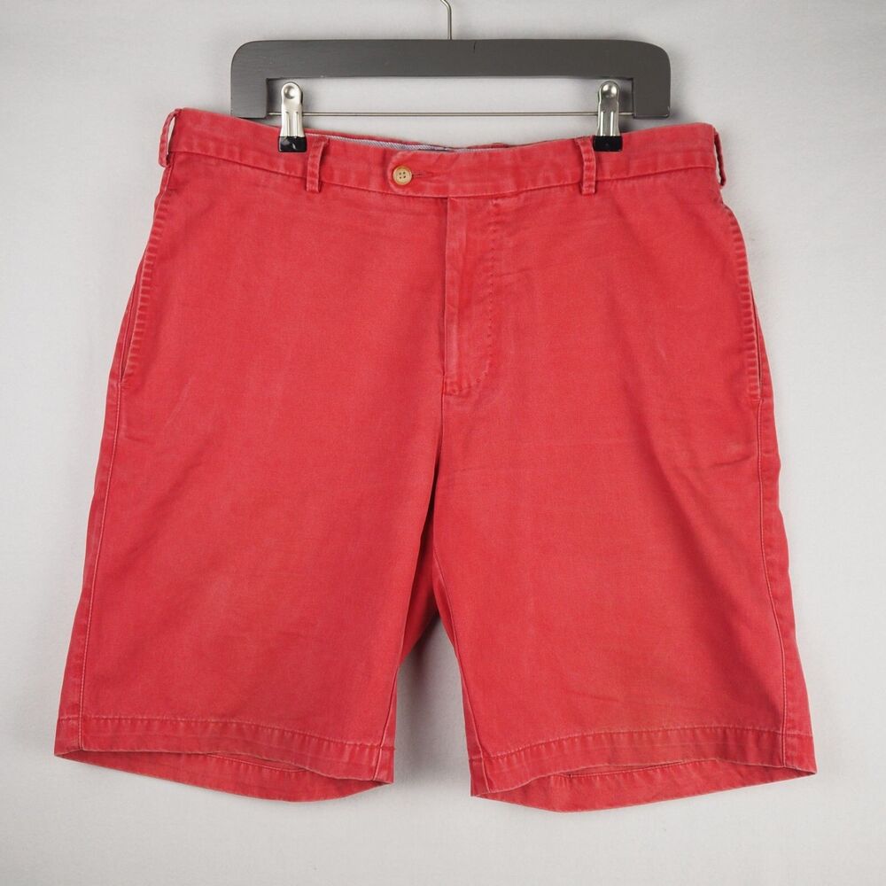 Peter Millar Shorts Mens 34 Salmon Pink Winston Washed Twill Pima Cotton 9.5"